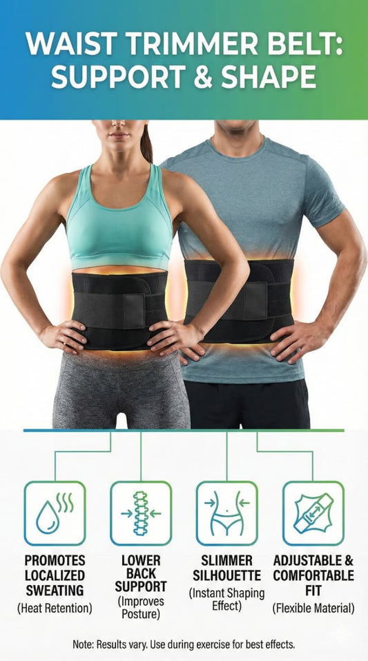 Adjustable Waist Trimmer Belt - Slim Fit, Sweat Control & Back Support